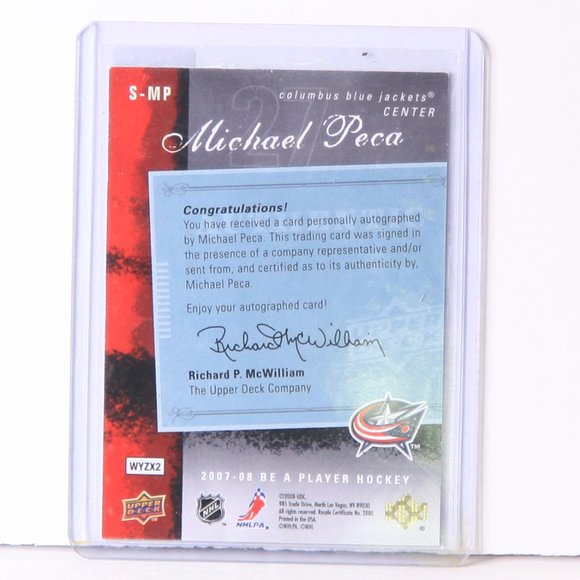 Michael Peca Autograph Upper Deck Be A Player Columbus Blue Jackets Hockey 07/08 - Picture 2 of 2
